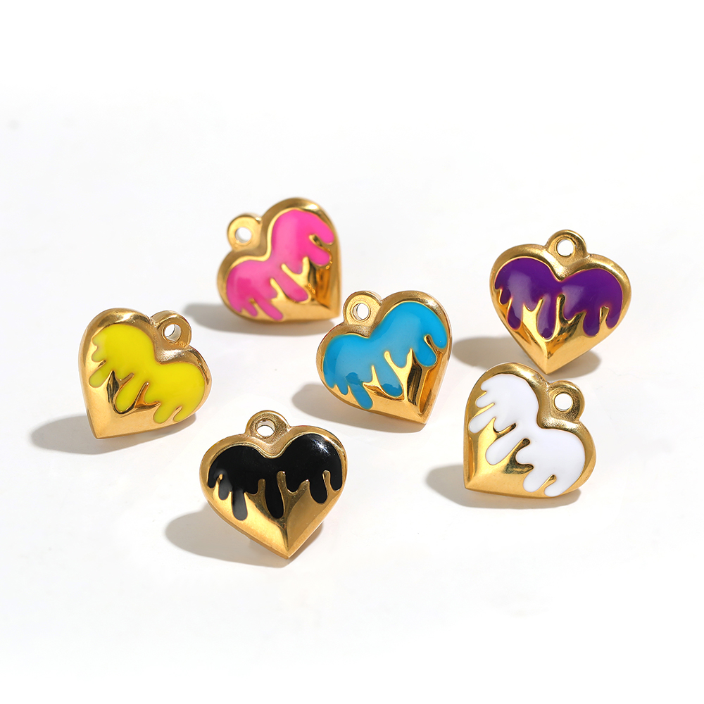 Jewelry Making For Couples - 5pcs Stainless Steel 16mm Enamel Heart