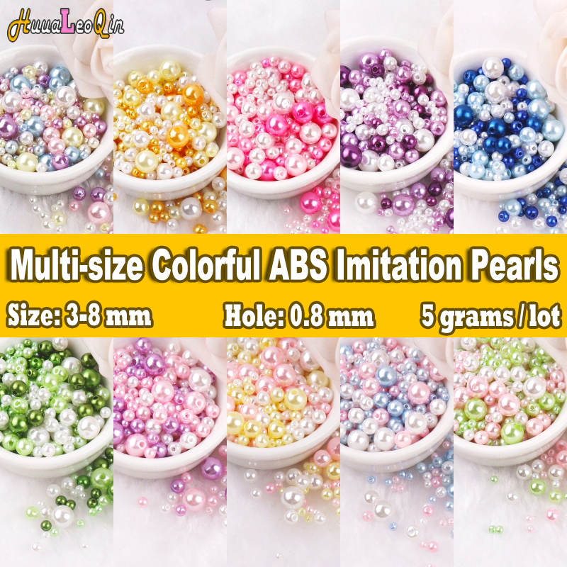Jewelry Making Material - 75pcs Mix 3-8mm Colorful ABS Imitation