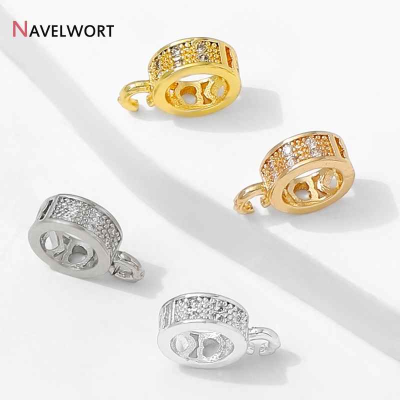 Jewelry Making Material - 14K Gold Plated Inlaid Zircon Round