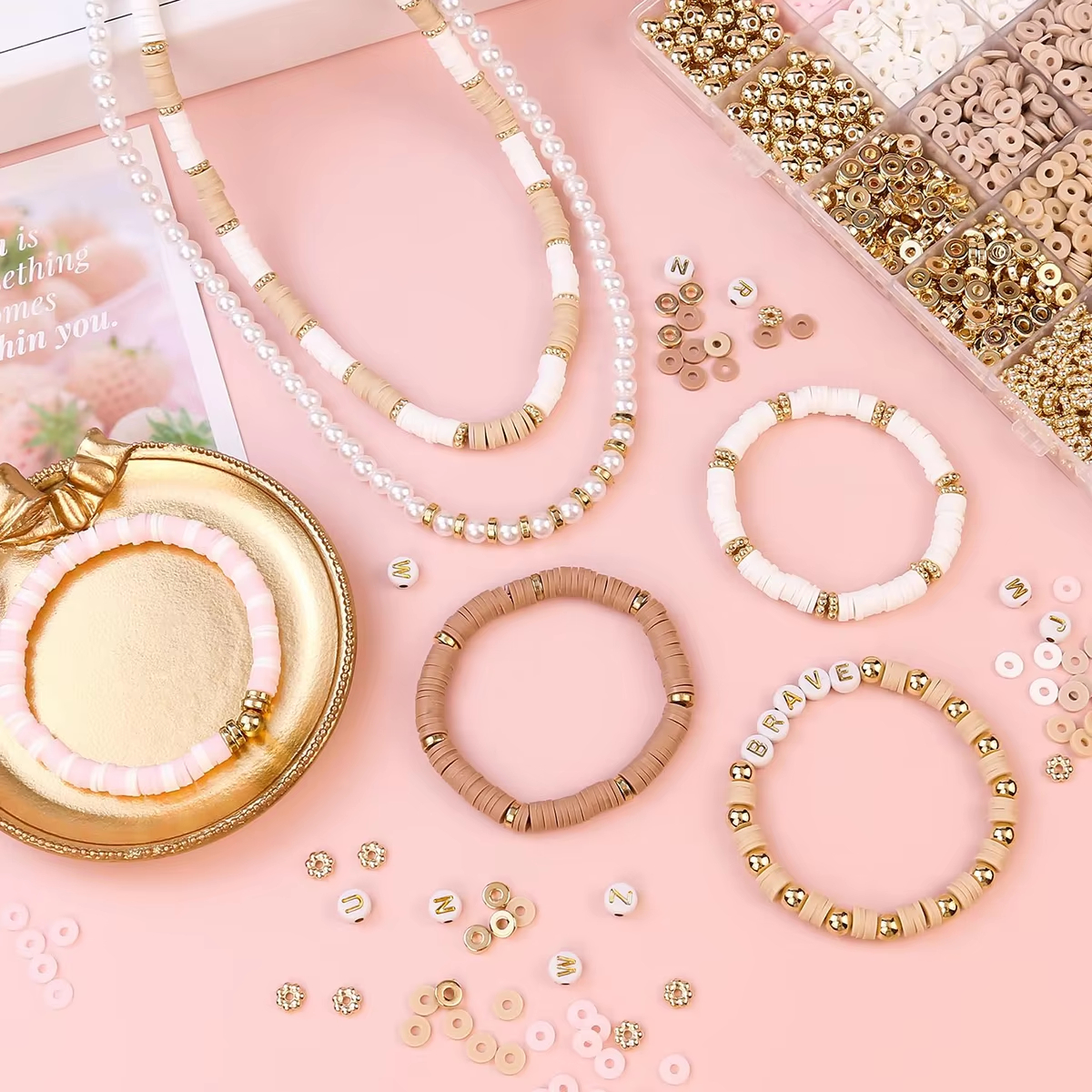 1970pcs light pink clay bead s - Jewelry Making In Clay ulasan dan harga