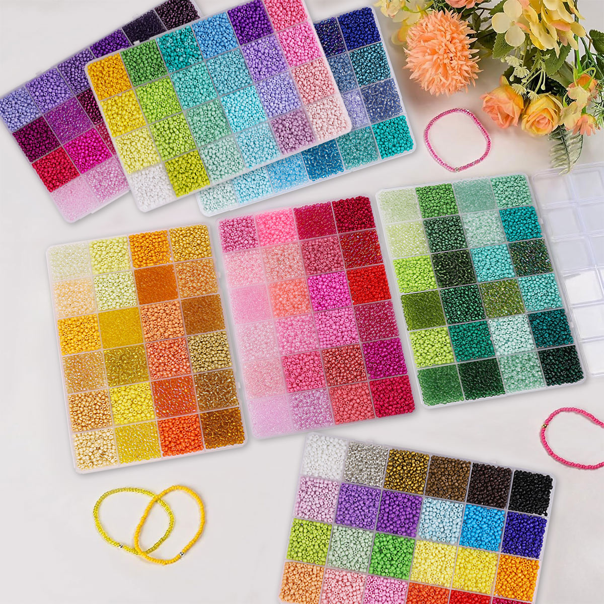 5200pcs 3mm Glass Seed Beads K - Bead Organizer Tray ulasan dan harga