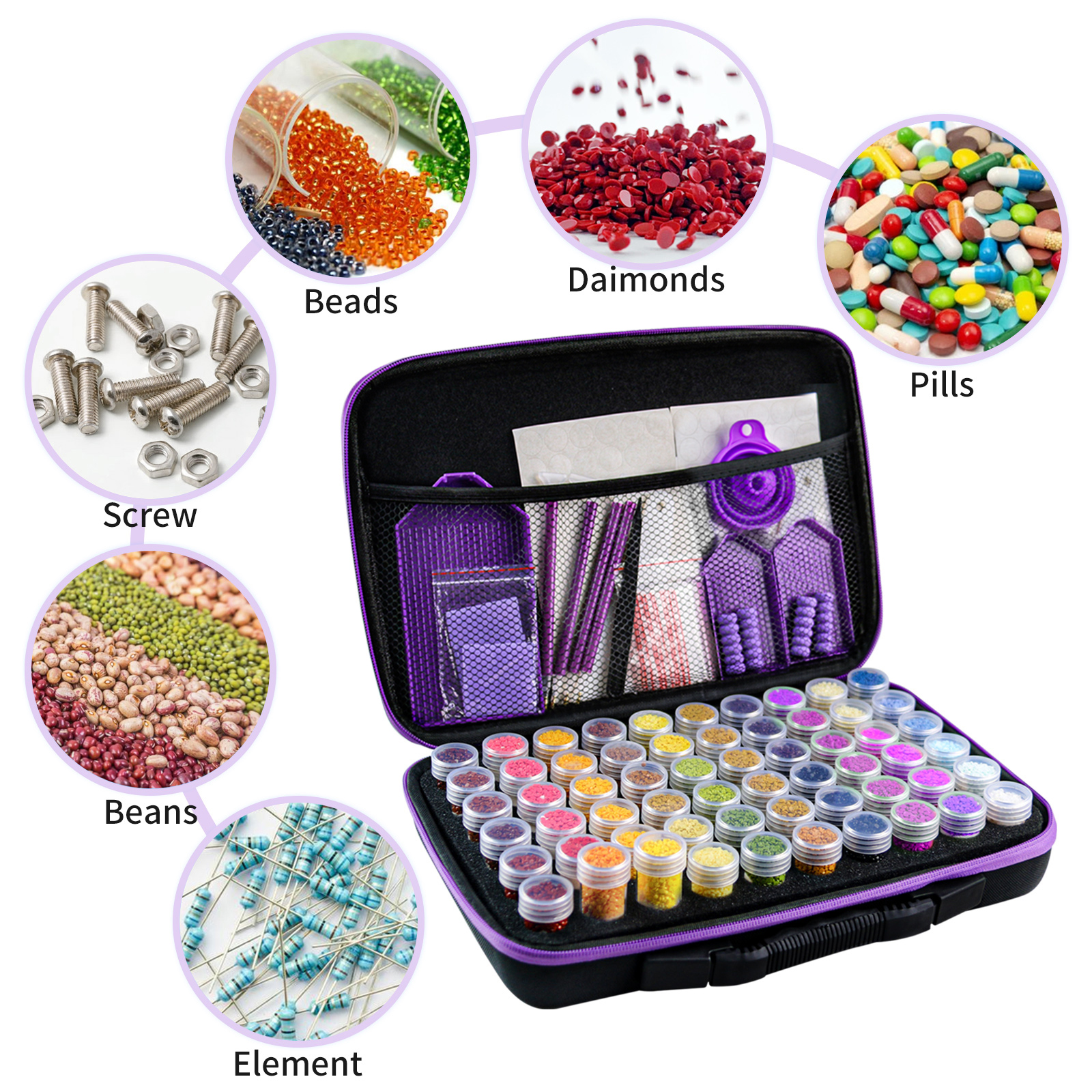 30/60/120 pieces diamond puzzl - Bead Organizer Tray ulasan dan harga