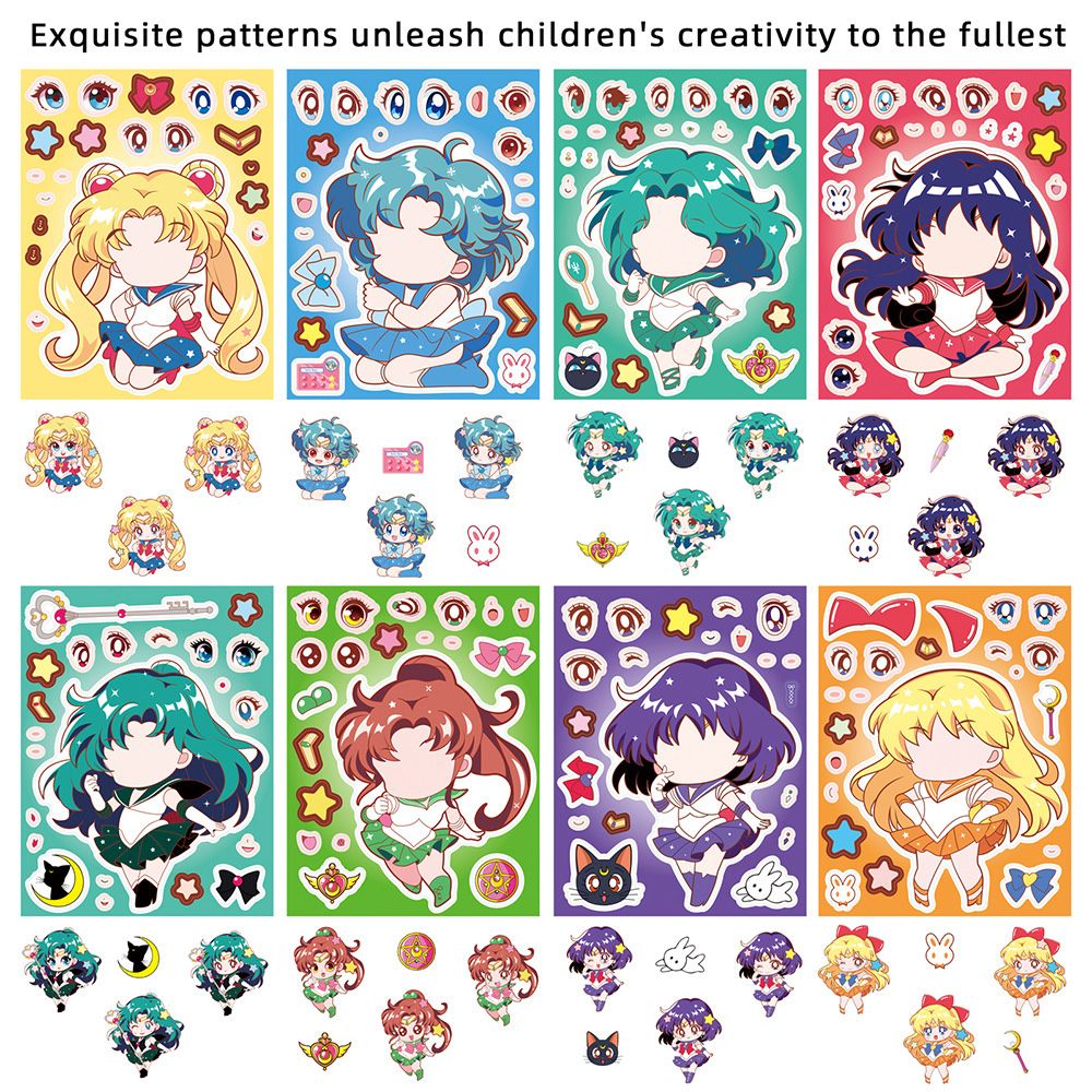 8/16PCS Sailor Moon Face-Chang - Jewelry Making Party ulasan dan harga