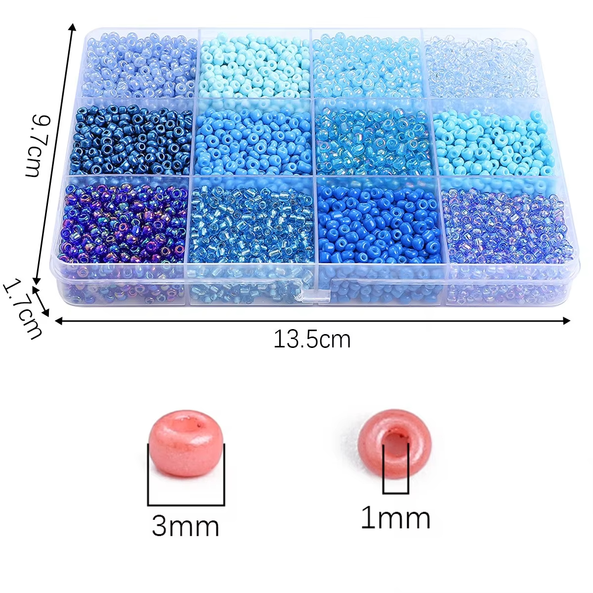 3600pcs 3mm Glass Seed Beads,  - Bead Organizer Tray ulasan dan harga