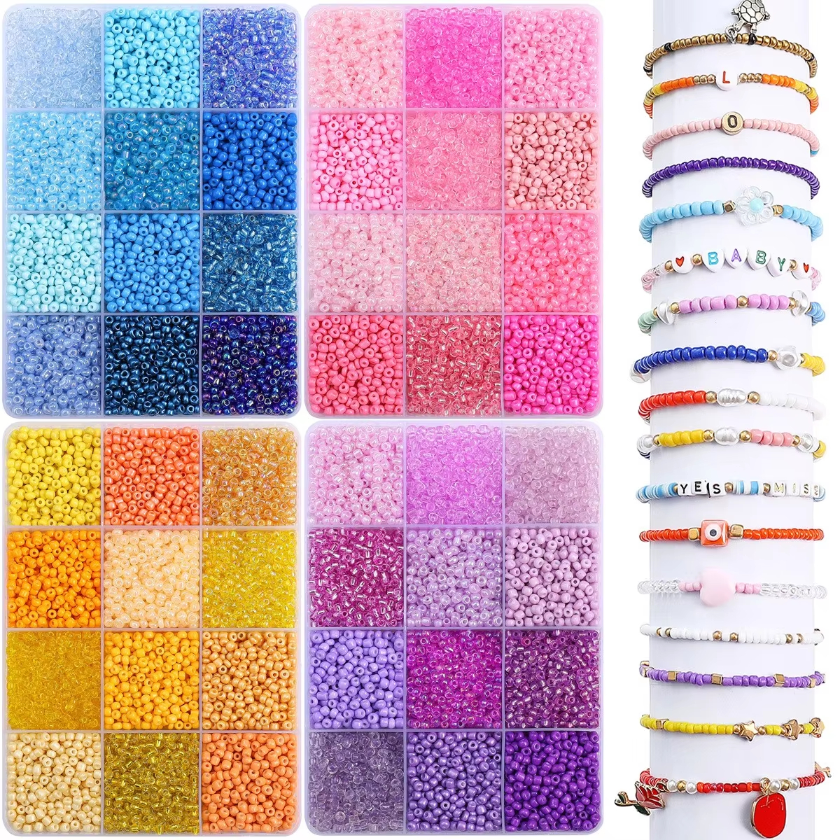 3600pcs 3mm Glass Seed Beads,  - Bead Organizer Tray ulasan dan harga