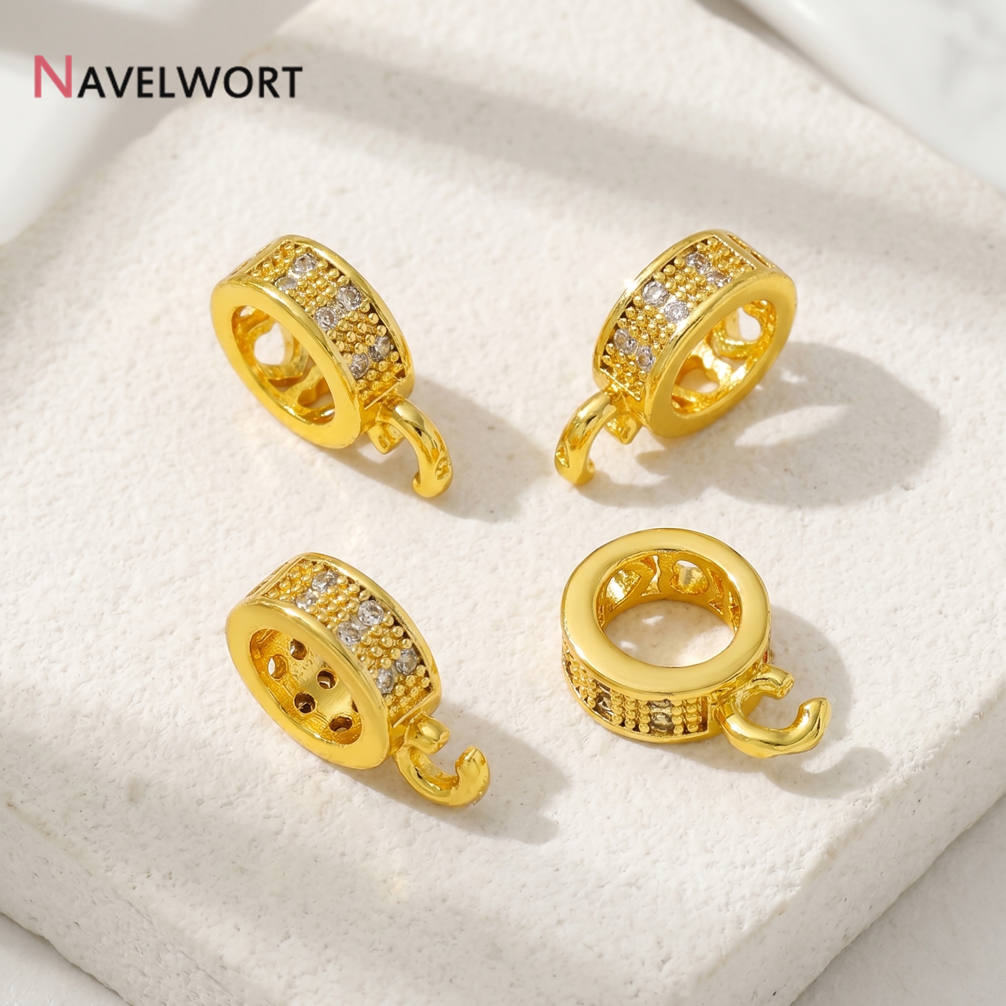 14K Gold Plated Inlaid Zircon  - Jewelry Making Material ulasan dan harga
