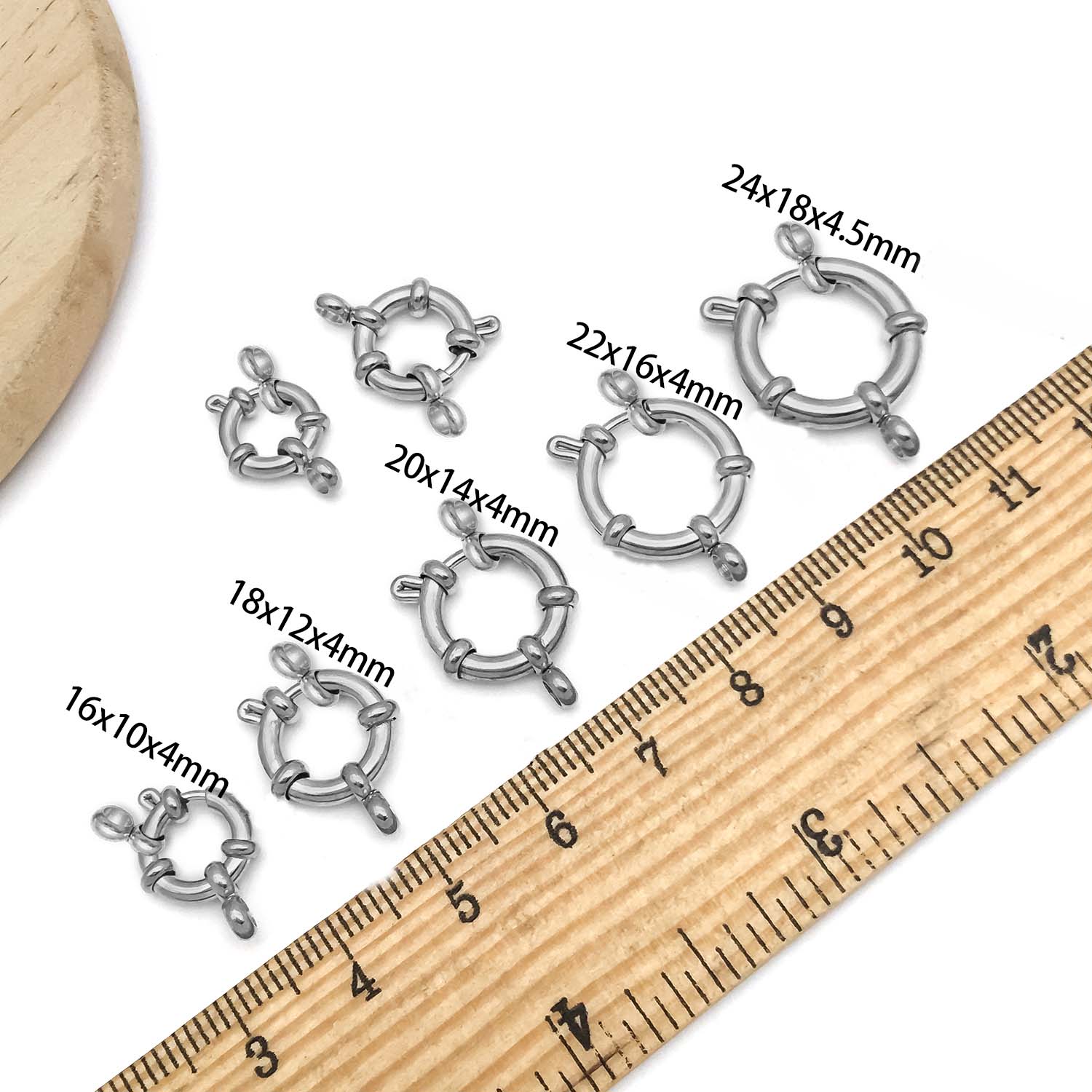 2pcs Stainless Steel Round Cla - Jewelry Making Material ulasan dan harga