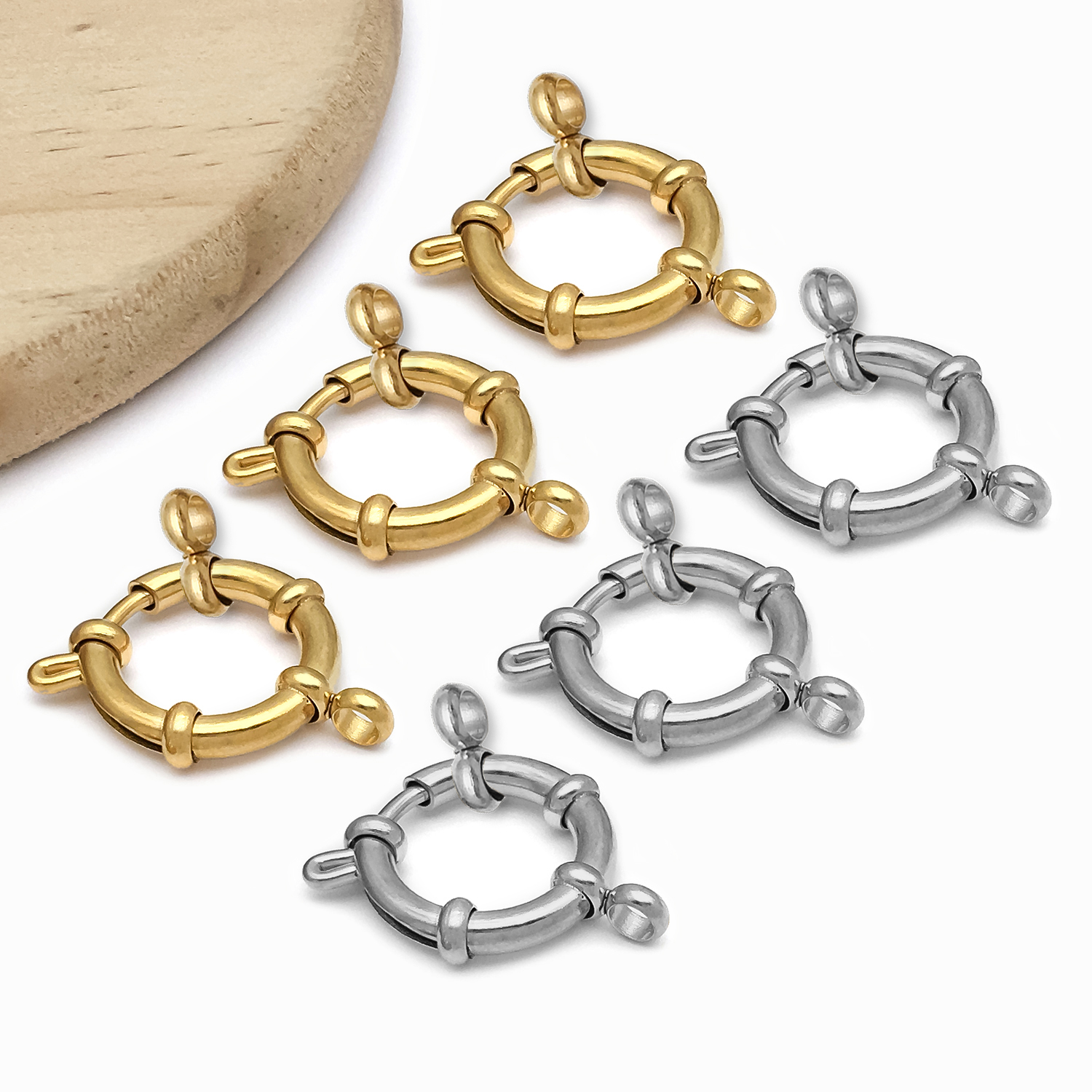 2pcs Stainless Steel Round Cla - Jewelry Making Material ulasan dan harga