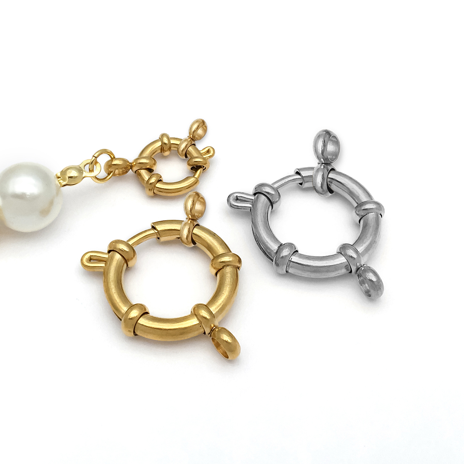 2pcs Stainless Steel Round Cla - Jewelry Making Material ulasan dan harga