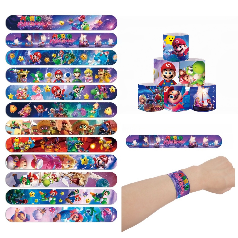 Super Mario PVC Slap Bracelets - Jewelry Making Party ulasan dan harga