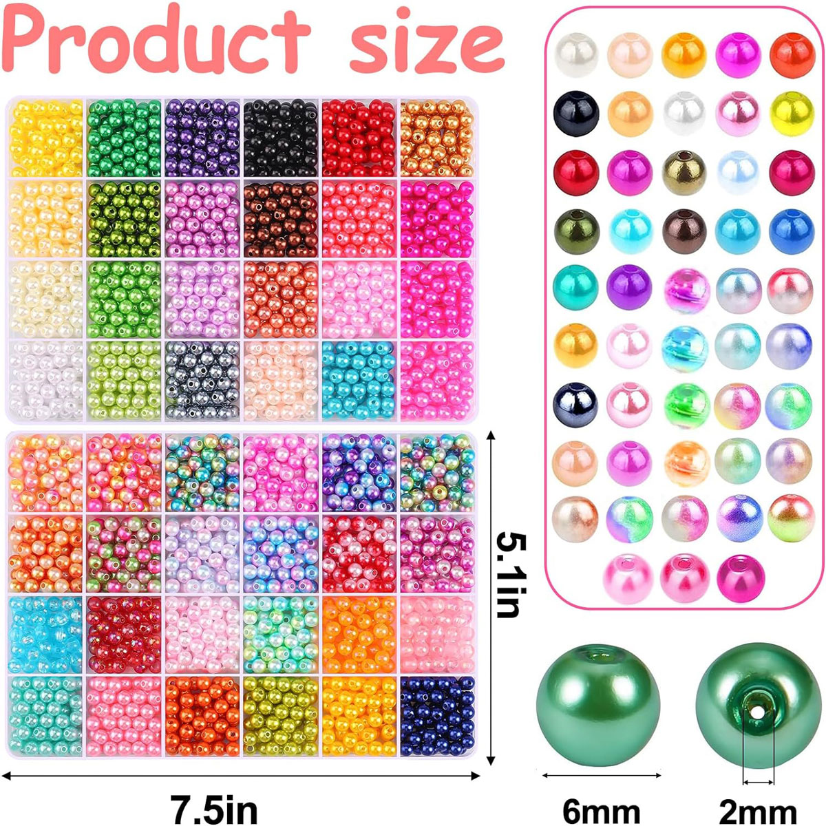 2400PCS 48 Compartments Pearl  - Bead Organizer Tray ulasan dan harga